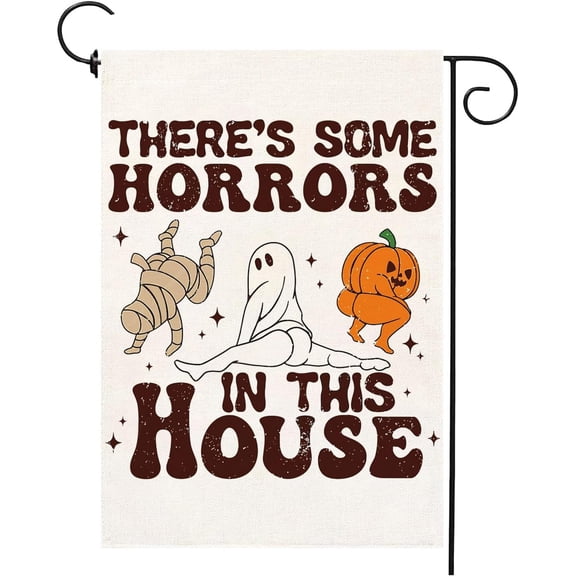 Halloween Garden Flag 12x18 Inch Double Sided Horror Pumpkin Ghost Pattern House Flag for Outdoor Yard Home Decoration
