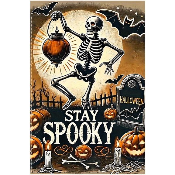 Halloween Garden Flag 12x18 Inch Double Sided Outside Funny Seasonal Farmhouse Yard Festival Outdoor Flag