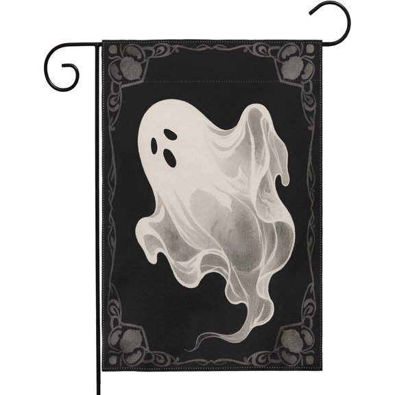 Halloween Garden Flag 12x18 Inch Spooky Ghost Black Yard Flags for Outside Scary Halloween Holiday Theme Decor Seasonal Outdoor Farmhouse Porch Decoration