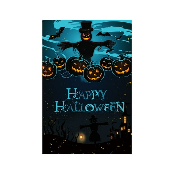 Halloween Garden Flag 12x18inch, Vintage Pumpkins Bats Castle Garden Flags for Halloween Themed Party Farmhouse Holiday Seasonal Garden Decor