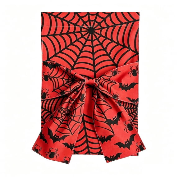 Halloween Garden Flag Bold Red Background Black Spider Web Design, Eye-Catching Outdoor Decor for Porch Yard Doorway Party Backdrop, Weatherproof Seasonal Decoration