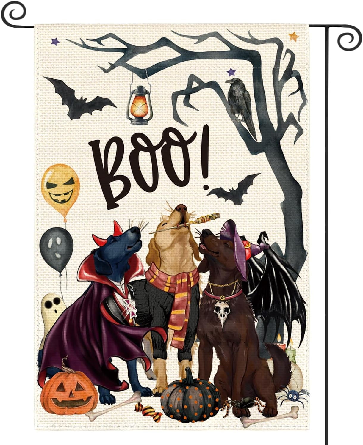 Halloween Garden Flag Dogs Spooky 12x18 Inch Double Sided Outside, Day ...