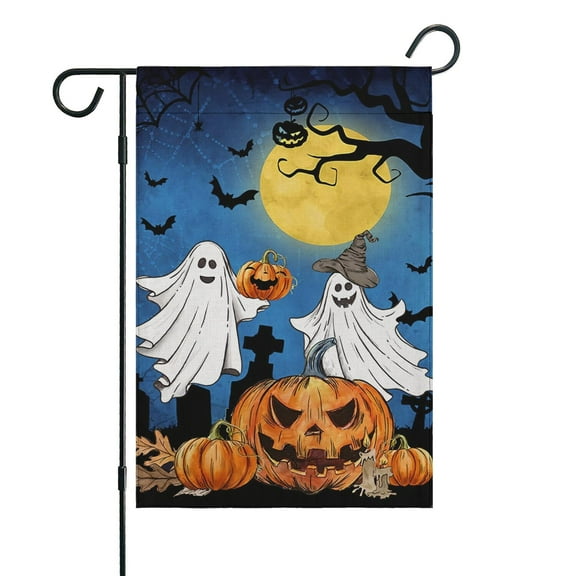 Halloween Garden Flag - Double Sided 12x18 Inch, Seasonal Outdoor Decor for Yard, Lawn,House - Family,Friends,Halloween.