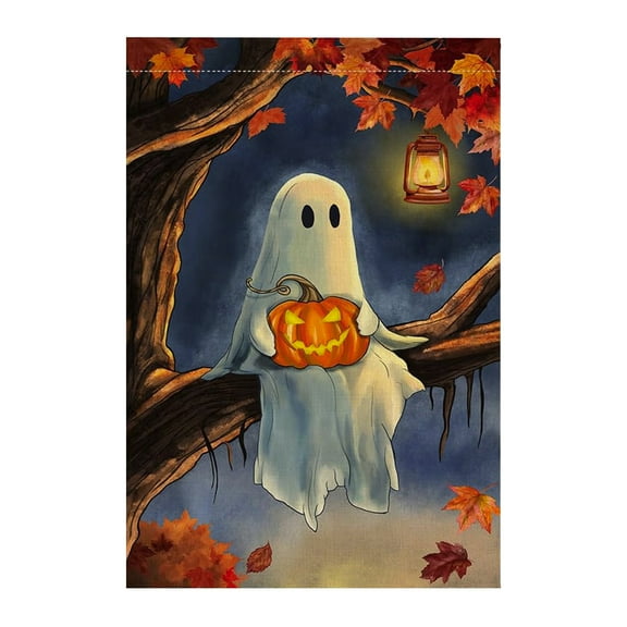 Halloween Garden Flag Double Sided Outdoor Yard Decoration 45X30Cm Ghost Flag Seasonal Holiday Decor For Porch Patio Garden Home Fall Halloween Party