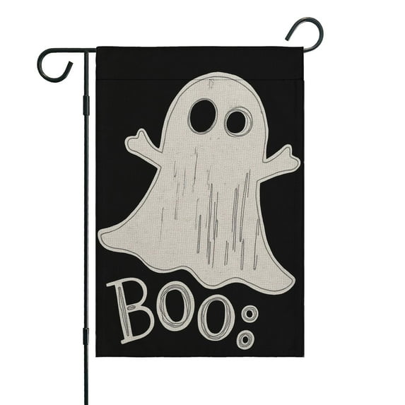 Halloween Garden Flag Funny Ghost Pumpkin Star Burlap Double Sided Flag SPOOKY Farmhouse Holiday Yard Outdoor Decoration 12.5x18 Inch