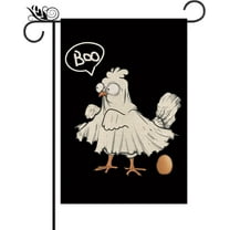 Halloween Garden Flag Funny Hen Boo Vertical Double Sided Flag Farmhouse Burlap Outdoor Yard Decorations 12.5x18 Inch
