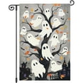 thumbnail image 1 of Halloween Garden Flag Ghost Tree Castle 12x18 Inch Double Sided Boo Holiday Seasonal Fall Autumn Welcome Small Burlap Yard Sign Outside Outdoor House Decoration, 1 of 6
