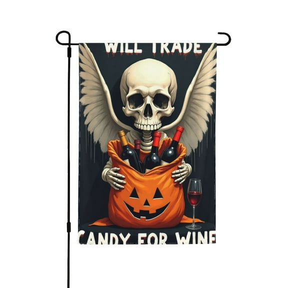 Halloween Garden Flag Vertical Double Sized, House Flag 12.5x18 Inch Double Sided Outside Decorl Trade Candy For Wine Yard Outdoor Decoration 12.5 X 18 Inch 1 Flag