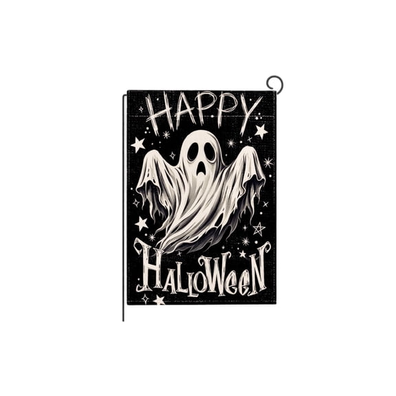 Halloween Garden Flag, Vintage Ghost Print Weather Resistant, 12.0 Inch x 18.0 Inch Single Pack, for Outdoor Lawn Patio Backyard Halloween Holiday Party Decoration