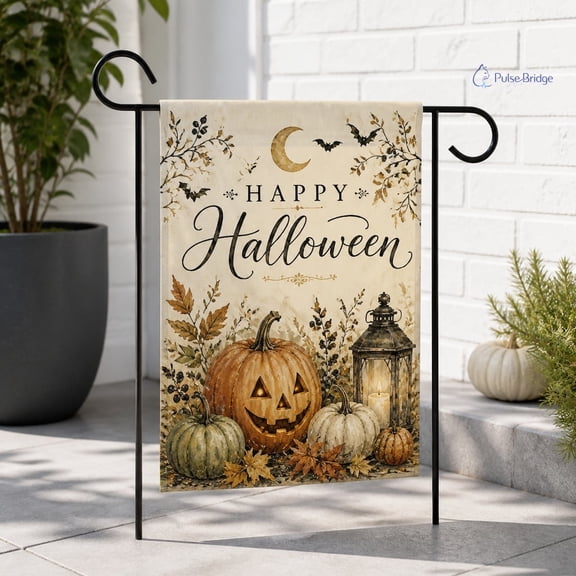 Halloween Garden Flag, Vintage Halloween Decor, Pumpkin Decor, Autumn Flag, Fall Garden Flag, Spooky Yard Decor, Porch Decor