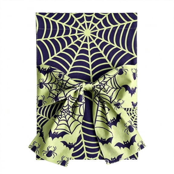 Halloween Garden Flag with Spider Web Design Playful Polka Dot Bow, Double-Sided Outdoor Decor for Porch Yard Fence Fall Party