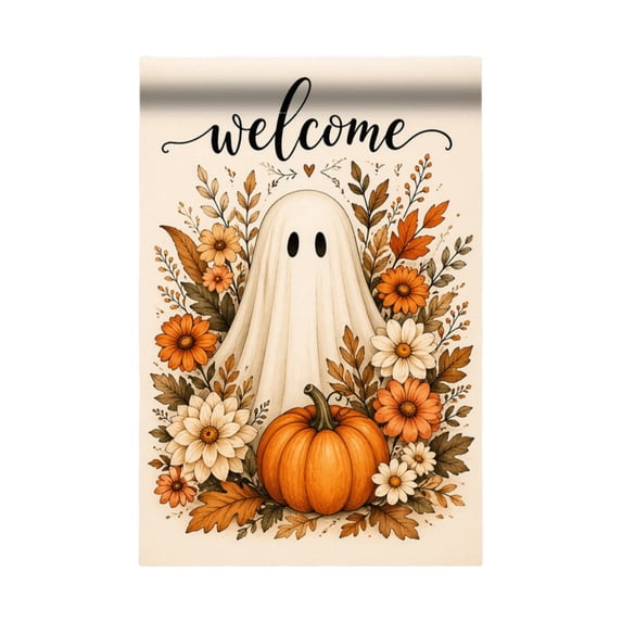 Halloween Garden Flags,Spooky Double Sided Ghost Pumpkin Pattern Decor Banner for Front Lawn,Porch & Gate Landscape Display,11.8x17.7 Inch