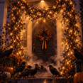 thumbnail image 1 of Halloween Garland, 5.9FT LED Battery Operated Artificial Vine for Door, Window and Fireplace, Gothic Halloween Home Decor, Design B, Black, 1 of 9