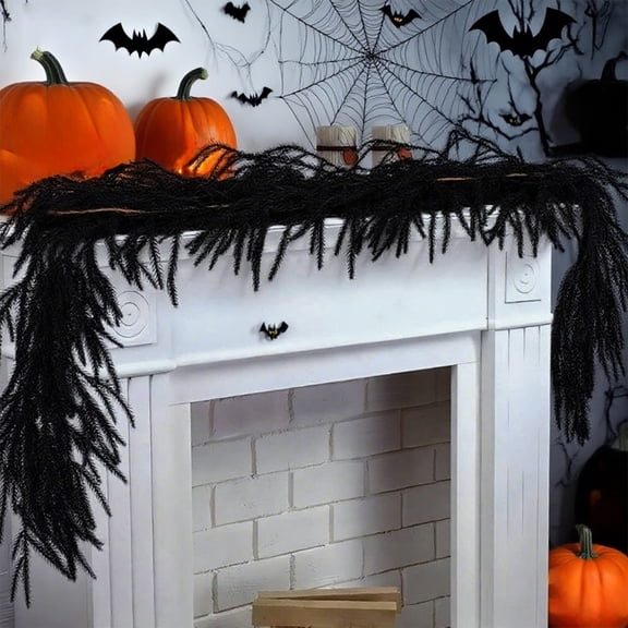 Halloween Garland 59 to 106 Inch Black Artificial Vines Fall Leaf Decor Spooky Hanging Decorations for Home Party Thanksgiving Wedding Spooky House Decor