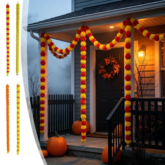 Halloween Garland 59in Marigold Artificial Flower Hanging String for Festival Wedding Diwali Home by OVFUIZ