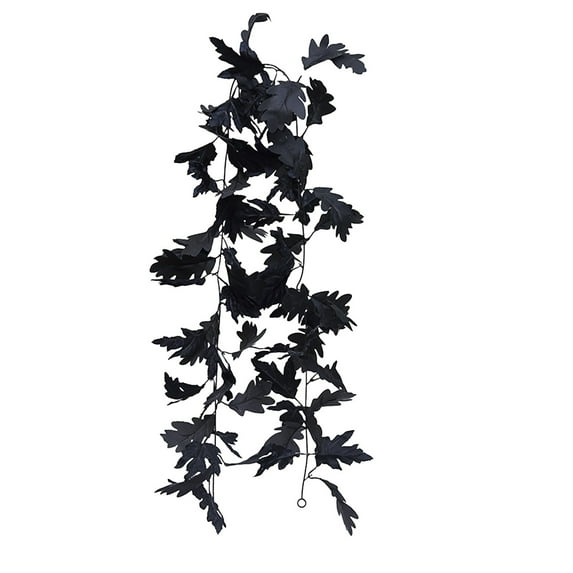Halloween Garland Black Maple Leaf Garland, Realistic Halloween Hanging Fall Leaves Vines, Artificial Decorations Leaves Garlands Decor Outdoor Indoor Mantel Stair Decor 5.7FT