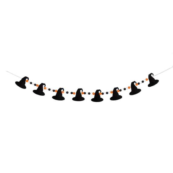 Halloween Garland Black Witch Hat Hanging Decor Banner for Indoor Outdoor Halloween Home Party Decorations 1 Piece 78.7 Inch