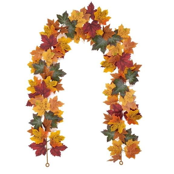 Halloween Garland Fall Leaf Garland, Maple Leaf Autumn Garland 68.9 Inch Artificial Hanging Leaves For Mantle Table Decorations For Home Front Door Outdoor Indoor Thanksgiving Fall Autumn Decor