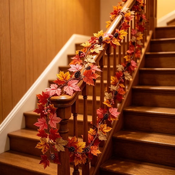 Halloween Garland for Halloween Decorations, Fall Garland, 200cm Halloween Thanksgiving Maple Leaf Vines Field Decoration Artificial Simulated Maple Leaves Home Decoration Indoor Outdoor