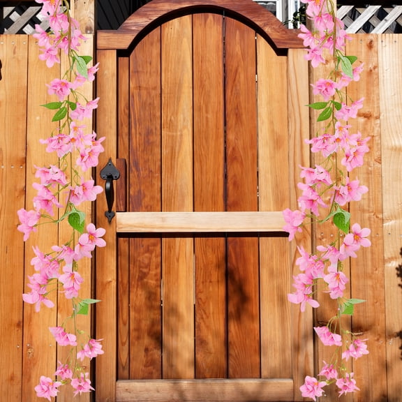 Halloween Garland for Halloween Decorations, Fall Garland, Spring Artificial Flowers Wall Hanging Living Room Wall Fake Flowers Decor Indoor Outdoor Hanging Rattan Green Plants Vines(Pink)