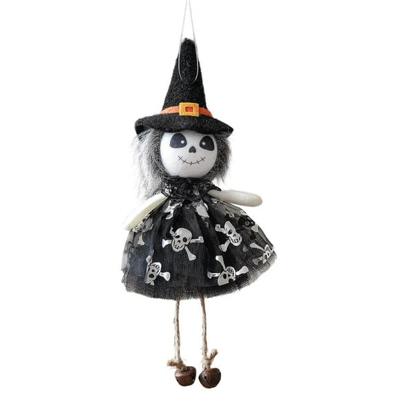 Halloween Gauze Doll Decor Set Witch Black Cat Pumpkin Ghost Hanging Bells Pendants