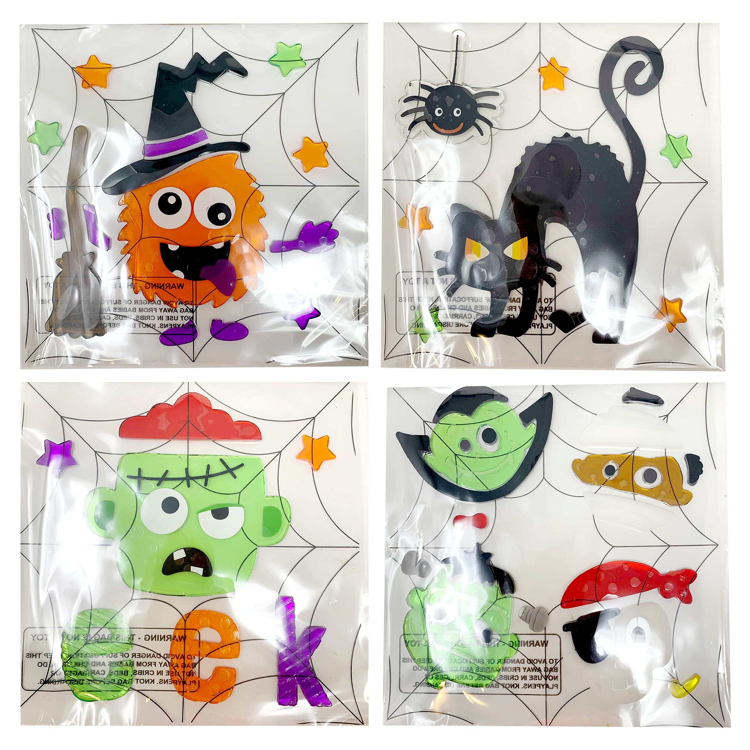 Halloween Gel Clings (Set of 4), Halloween Window Clings, Halloween