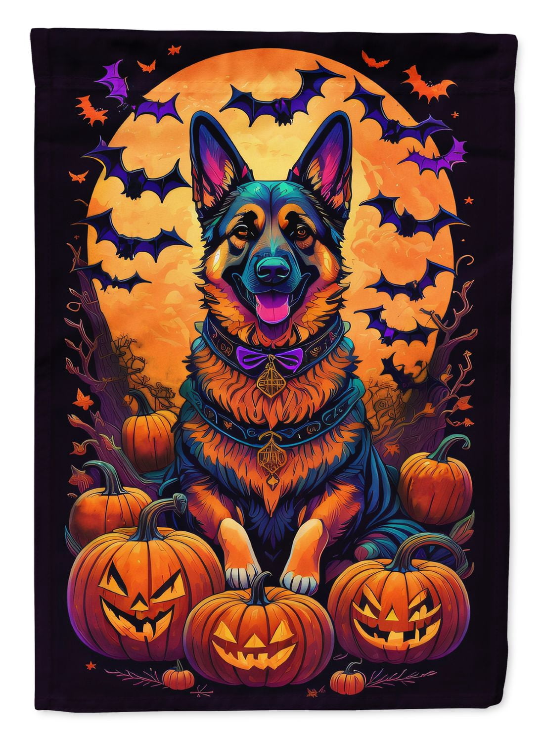 Halloween German Shepherd Dog House Flag 28x40IN Double-Sided Polyester Decorative Sleeve Pole Flag for Outdoor Home Garden