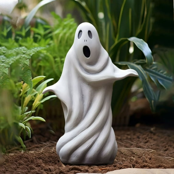 Halloween Ghoat Decoration, Halloween White Ghost Outdoor Statue Cute Ghost Decoration Resin Crafts Spooky Halloween Decor