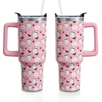 Halloween Ghost 40oz Stainless Steel Tumbler, Insulated Water Bottle with Handle & Straw - Leak-Proof Pastel Holiday Gift for Women & Girls