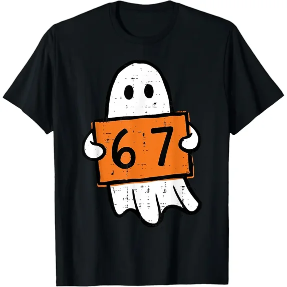Halloween Ghost 6 7 Placard Six Seven 67 Costume Boys Kids T-Shirt
