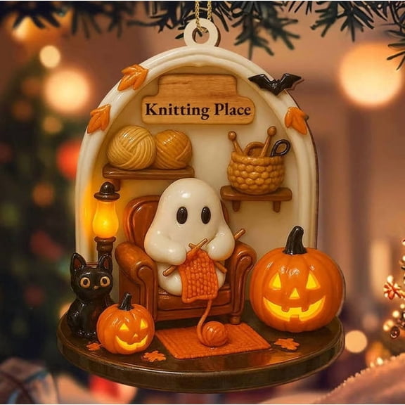 Halloween Ghost Acrylic Ornament, Cute Spooky Reading Corner Decoration, Indoor Hanging Decor for Halloween Tree, Shelf, Party, Childs Room, Halloween Gift