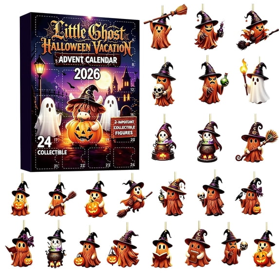 Halloween Ghost Advent Calendar, Hanging Pendant Countdown Decorations for Kids, Family Party, Bedroom, Door and Seasonal Home Decor