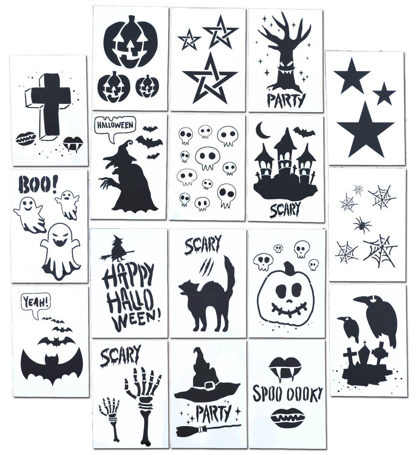 Halloween Ghost Airbrush Spray Paint Craft DIY Painting Stencil Kit (18 Designs) - Walmart.com halloween-cookie-stencil-skull-poison-jn0043