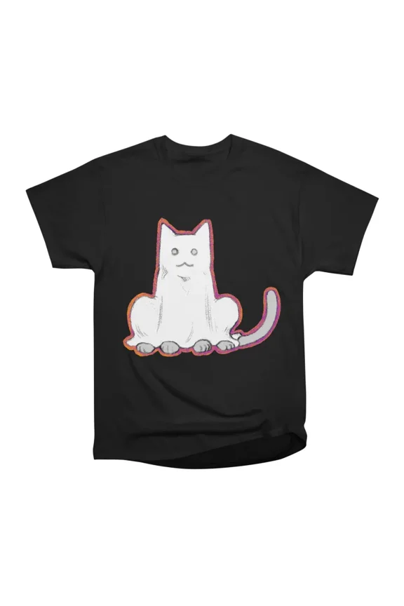 Halloween Ghost BW Cat T-Shirt Tee Gift For Him Merch For Her Apparel For Friend