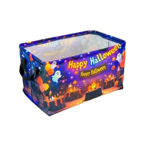 Halloween Ghost Basket With Handles Spooky Basket Stuffers For Boyfriend Large Collapsible Storage Bins Boxes For Shelves Home Office Toys, Gift Basket Teacher Basket Book Basket,Spooky Basket