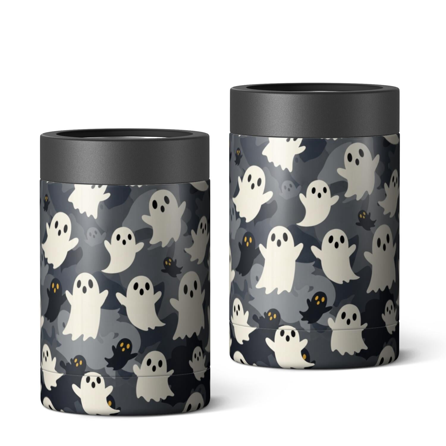 Halloween Ghost Bat Gray Pattern Can Cooler 1 Pack, Vacuum Insulated ...