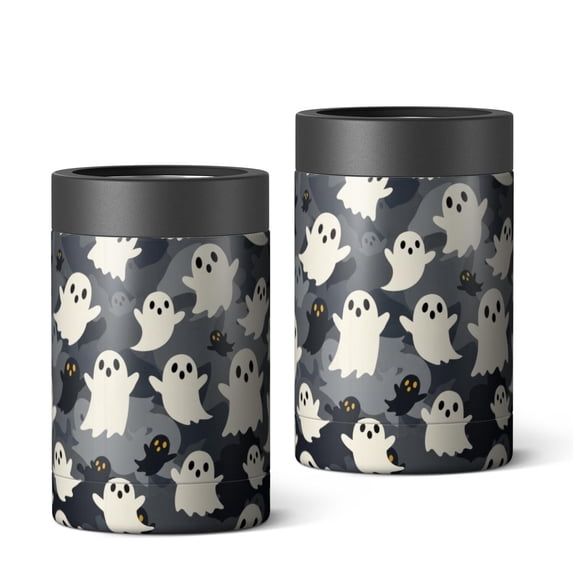 Halloween Ghost Bat Gray Pattern Can Cooler 1 Pack, Vacuum Insulated ...
