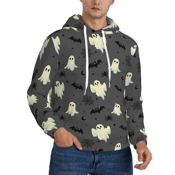 Halloween Ghost Bat Hoodie Men Unisex 3d Fleece Hooded Sweatshirt Large