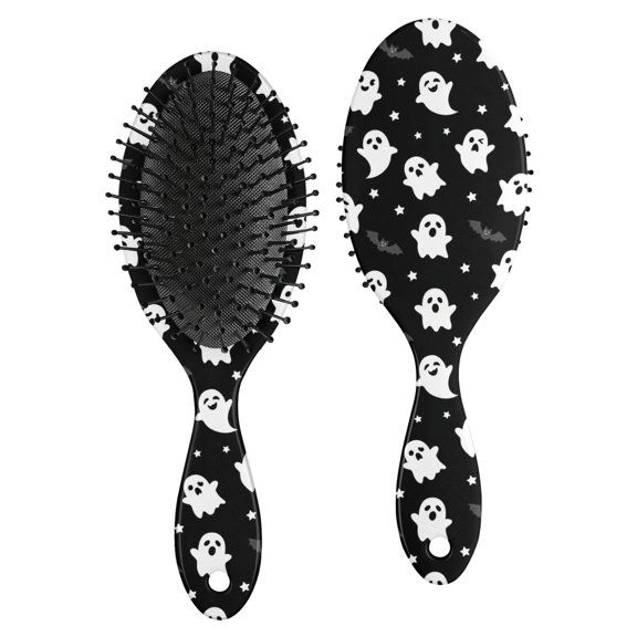 Halloween Ghost Bat Pattern Brush, Detangling Hair Brush, Scalp Massage Hair Comb, Smooth Handle Gifts for Holiday Birthday Gifts