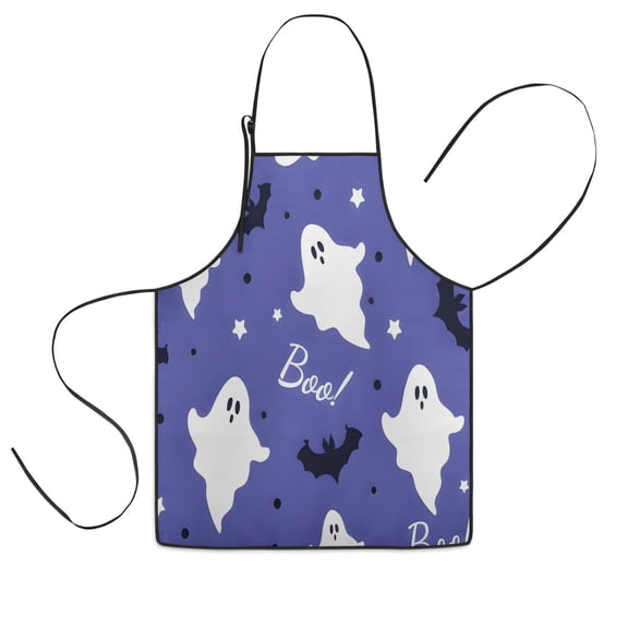 Halloween Ghost Bat Pattern Kids Aprons for Girls and Boys,Adjustable Neck Strap Toddler Aprons for Kids Cooking Baking,23.6"x19"