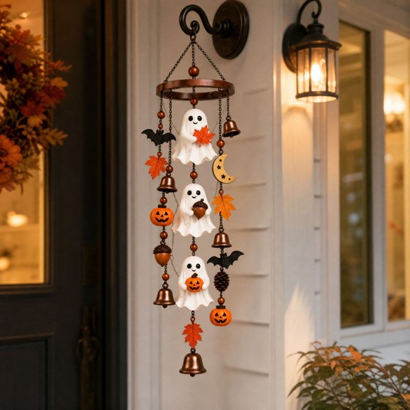 Halloween Ghost Bat Pumpkin Bell Ornament, Hanging Decoration for Home Party, Spooky Seasonal Decor with Jingle Sound, Festive Atmosphere Accessory for Indoor Outdoor Use