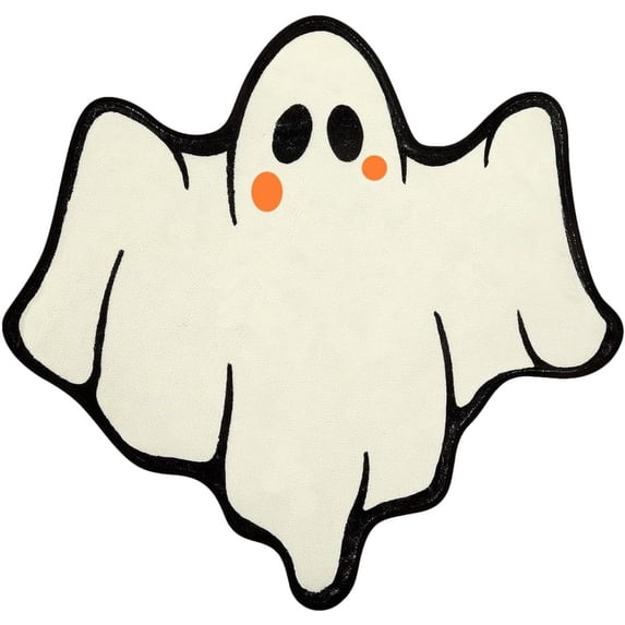Halloween Ghost Bath Mat, Cute Spooky Ghost Tufted Rug, Soft Absorbent Non‑Slip Floor Mat, Horror Holiday Decorative Ghost Rug for Bathroom, Bedroom, Kitchen, Living Room Halloween Home Decor