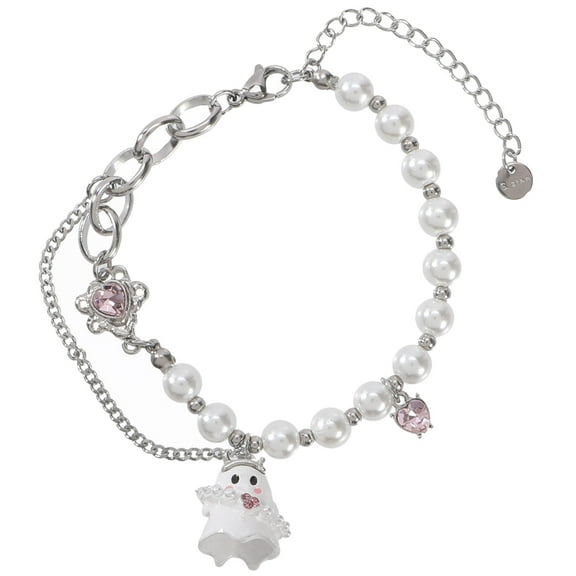 Halloween Ghost Beaded Bracelet Metal Crystal Wristband Unique Jewelry