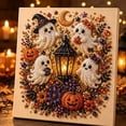 thumbnail image 1 of Halloween Ghost & Black Cat Pearl Art DIY Kit, Fall Season Handmade Pearl Canvas Painting Set for Adults, Spooky Cute Craft Ornament, Gothic Home Wall Decor, 1 of 6