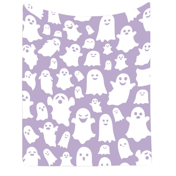 Halloween Ghost Blanket,29.5x39.4 Inch Cute Soft Throw Blankets Gift for Women Men,Faux Flannel Blanket for Sofa Lounge,Office Nap Break,Purple