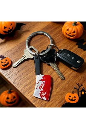 Halloween Ghost & Blood Knife Keychain – Acrylic Pendant with "KILLING IT" Text, Spooky Accessory for Bag, Backpack & Party Favors