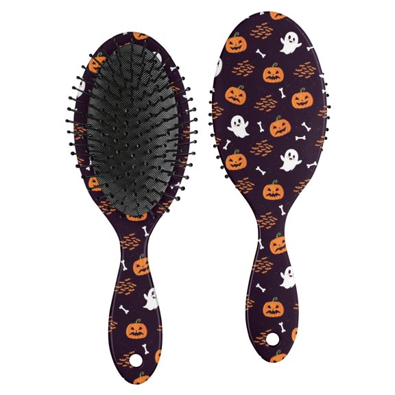 Halloween Ghost Bone Pattern Brush, Detangling Hair Brush, Paddle Styling Brush, Smooth Handle Gifts for for Men Women Kids