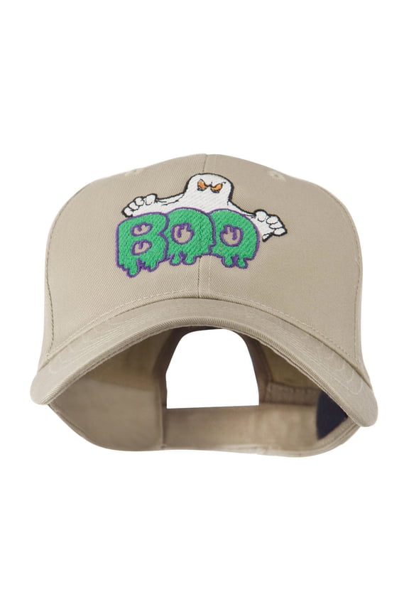 Halloween Ghost Boo Embroidered Cap - Khaki OSFM