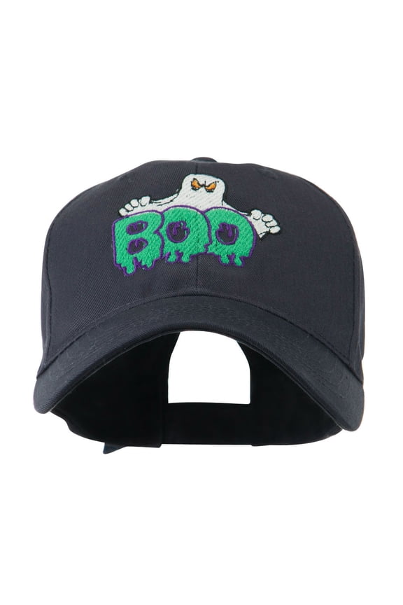 Halloween Ghost Boo Embroidered Cap - Navy OSFM