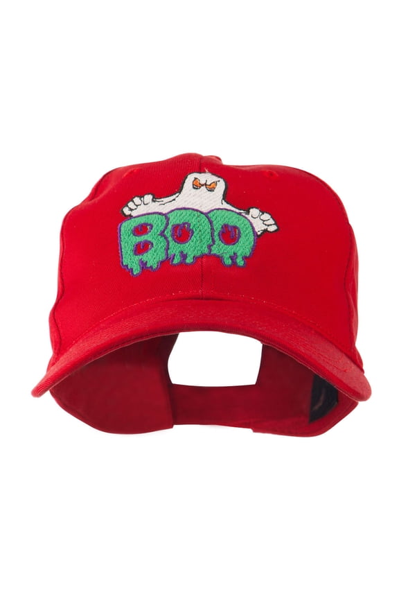 Halloween Ghost Boo Embroidered Cap - Red OSFM
